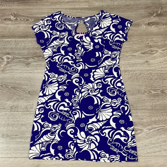 Lilly Pulitzer Pima Cotton T-shirt Dress Purple and White Shell XS - Picture 12 of 16
